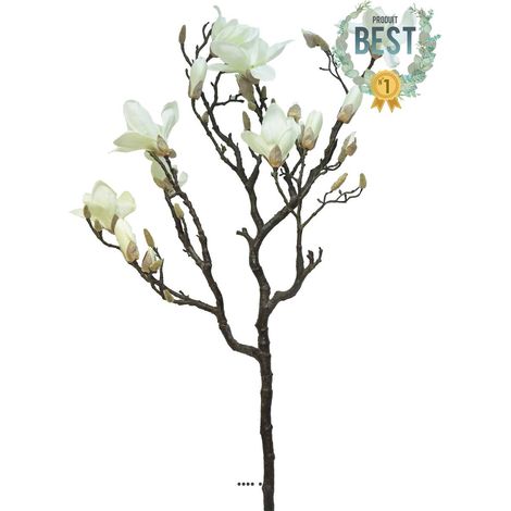 Fleurs de Magnolia artificiel en branche, H 128 cm Crème - BEST - couleur: Crème (1/4)