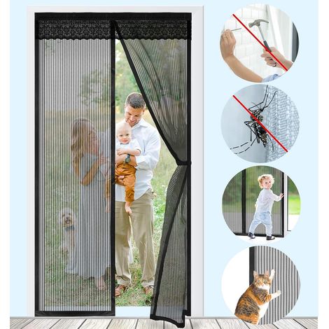 Moustiquaire de porte magnétique sans perçage résistant aux rayures peut être utilisée pour installer balcon terrasse porte intérieure moustiquaire 100 x 220 cm 1 paquet (1/5)