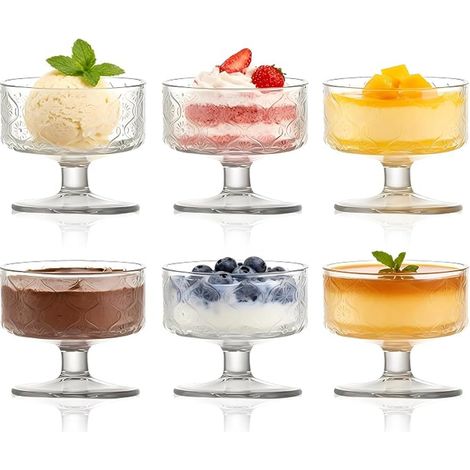 Set of Sundae Ice Cream Glasses Vintage Glass Dessert Bowl Clear Ice Cream Cup Prawn Cocktail Glasses (1/5)