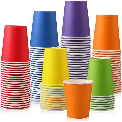 60 Pièces Gobelets en Papier Jetables, 250ml Gobelets Multicolores Tasses de Fête Bricolage Gobelets Biodégradables et Compostables pour Fête de D'Anniversaire Mariage Vacances (6 Couleurs) (1/5)