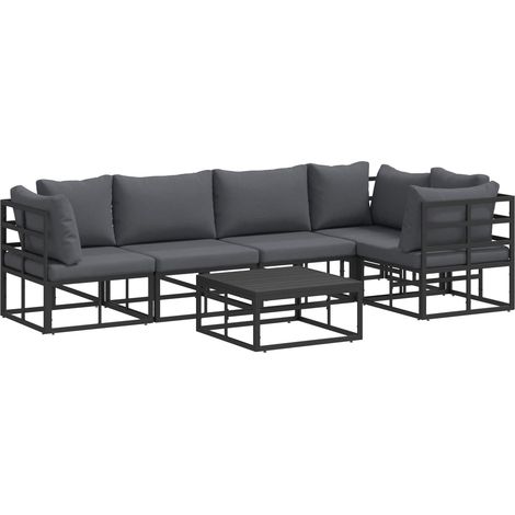 Maison Exclusive - Ensemble de canapé de jardin avec coussin 6 pcs Noir Aluminium (1/5)