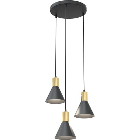 Suspension métal loft ROSA noir/or 3xE27 15W Emibig (1/5)