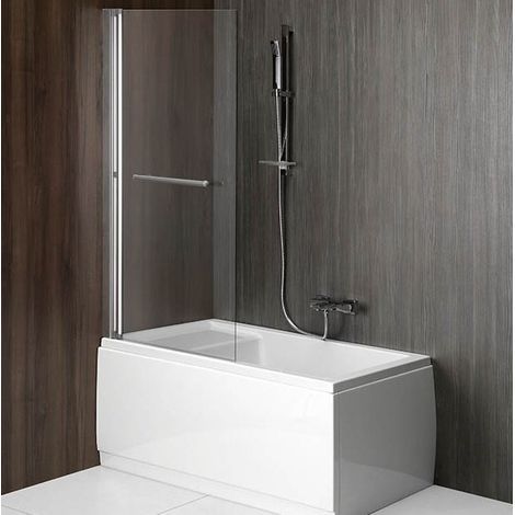 RIONI Pare-baignoire pliant, (L) 710 mm, argent, verre transparent (1/4)