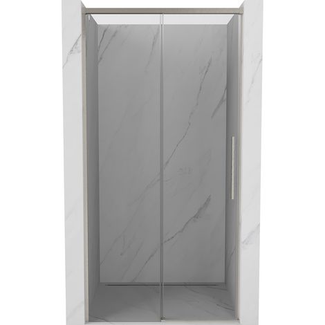 Mexen Rox Schiebetür-Duschwand 125 cm, transparent, gebürsteter Nickel - 8C2-125-000-97-00