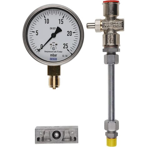 Manometer 0-25 mbar mit Druckknopfhahn Ausf. A G1/4 mit Adapter-Set GW A5 - 15133626872 von Weishaupt