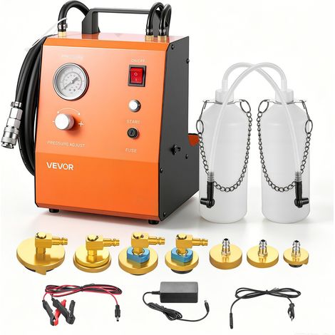 Purgeur de Frein Automatique, Kit Purge Frein Électrique Pression 0,6-3 bar, pour Vidange de Liquide de Freins Voitures Garage, avec 7 Adaptateurs pour Maître-cylindre et Double Alimentation (1/5)