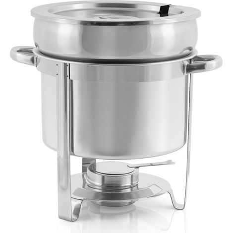 Mahlzeit Edelstahl Chafing Dish rund 10 Liter, Warmhaltebehälter Essen, Speisenwärmer, Wärmebehälter
