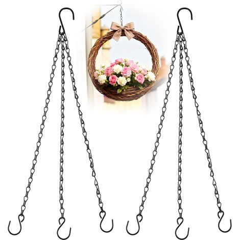 Chaîne Suspension Plante Lot de 2 chaînes métal Panier Suspendu Noir réglable 3 brins avec Crochets pour intérieur extérieur 5 à 10 Pouces Usage Jardin Balcon décoration Stable Durable (1/5)
