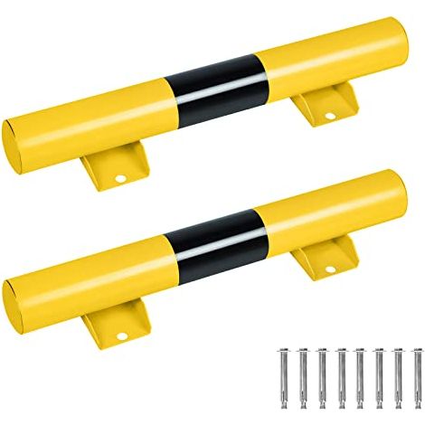Radstopper Lot de 2 butoirs de stationnement en métal 60 x 13 x 9 cm avec vis d'expansion, Noir et jaune NAIZY