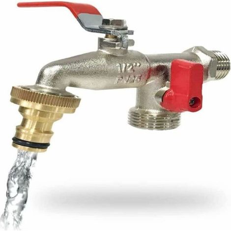 Robinet Double 12 Pouce en Laiton Robinet Extrieur Anti-Rouille et Antigel pour Jardin et Industrie couleurs multiples (1/4)