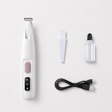 Tondeuse sans fil pour chat et chien, tondeuse silencieuse de précision pour pattes et visage, avec lumière LED, étanche, blanc (1/5)