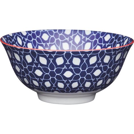 KitchenCraft ECMKCBOWL26SET - Set de bols de céramique avec motif floral géométrique décoratif, grès.