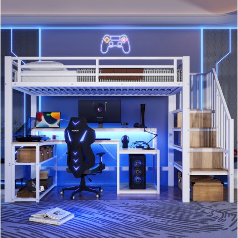 letto salvaspazio 90x200 con scrivania USB LED HAVRYA (1/5)