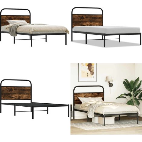 vidaXL Bettgestell ohne Matratze 90x190 cm Räuchereiche Holzwerkstoff