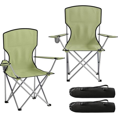 Outsunny Camping Chair Set of 2 Portable Folding Green