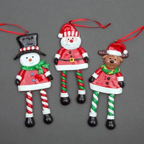 Christmas Hanging Decoration 12Pcs Ceramic Candy Snowman Santa Reindeer (1/5)
