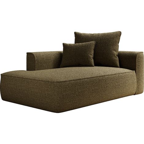 Méridienne gauche en tissu chenille vert kaki PINETA