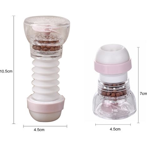 360° drehbare, spritzwassergeschützte Armatur mit Duschanschluss, Duschkopf und Filterdüse (rosa) (1/5)