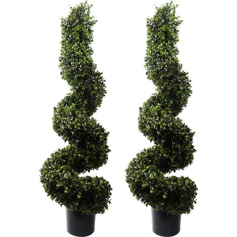 120cm Pair of Spiral Boxwood Artificial Tree UV Resistant Outdoor (1/3)