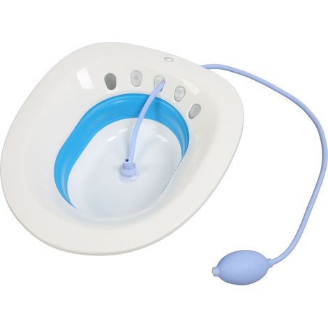Bain de siège pliable multifonctionnel en silicone PP pour toilettes, idéal pour les hémorroïdes, les soins post-partum et la santé des femmes enceintes (bleu). (1/5)