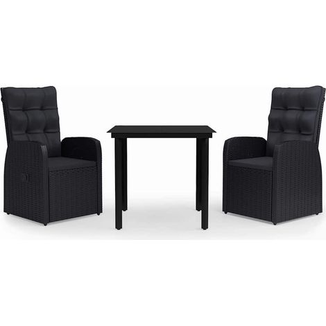 Maison Exclusive - Set da Pranzo da Giardino 3 pz con Cuscini Nero (1/5)
