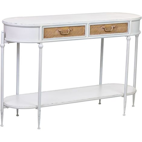 Recibidor 2 cajones y 1 balda de metal blanco 125x41x81h cm (1/5)