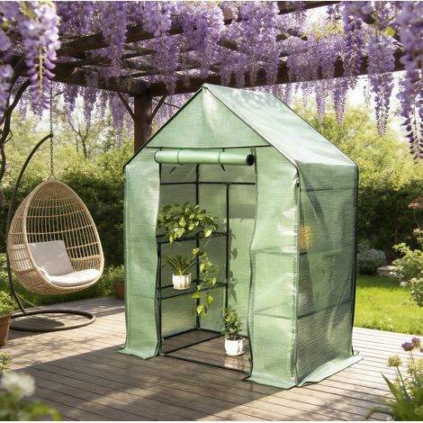 Serra da giardino per pomodori 143 x 215 x 195 cm, struttura in acciaio, verde DESVIAE (1/5)