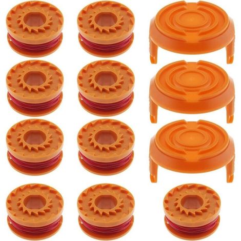WA00010 Bobine de rechange longue durée pour tondeuses Worx 20 V Ø 1,65 mm/3 m Compatible avec WG150,WG151,WG151.5,WG152,WG153,WG154,WG155,WG155.5,WG156,WG157,WG160,WG160.1,WG160.2,WG163.WG165,WG175, (1/5)