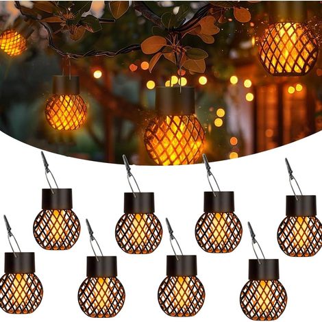 Lampe Solaire Extérieur Suspendue Étanche IP65 8 pièces Lanterne Jardin Décoration pour Terrasse Balcon Clôture Fête warmes Licht (1/4)