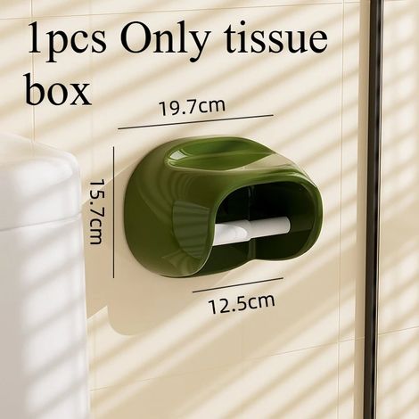 (vert)1 boîte à papier toilette murale en plastique, sans perçage, pour salle de bain (1/5)