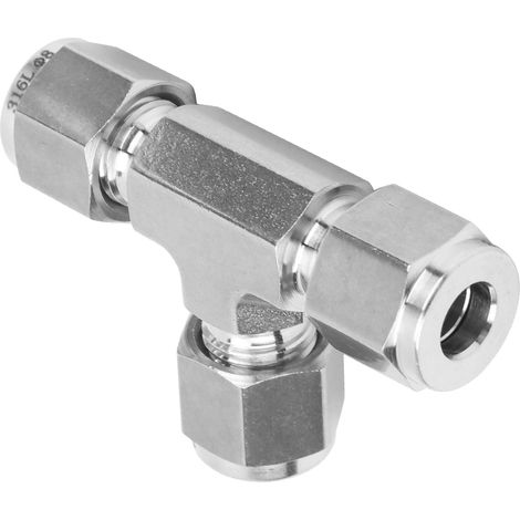 Raccord en T à compression, diamètre égal, en acier inoxydable 316 forgé à chaud SS-600-3Ф8 (1/5)