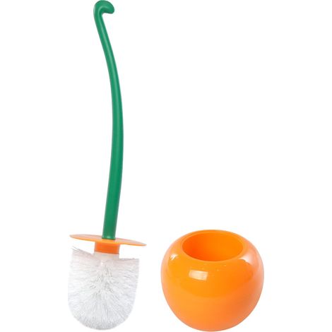 Brosse WC créative avec support et long manche, outil de nettoyage pour salle de bain - Orange