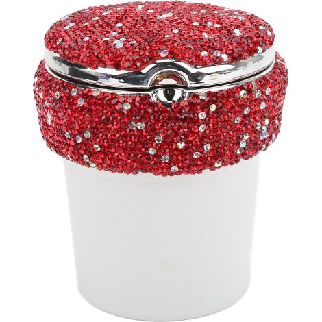 Cendrier Voiture Rouge avec Éclairage LED, Conteneur Anti-Fumée Diamanté Multifonction Universel pour Automobile (1/5)