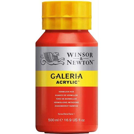 Peinture acrylique - WINSOR & NEWTON - Galeria - 500ml - Rouge Vermilion Hue - Haute brillance (1/2)