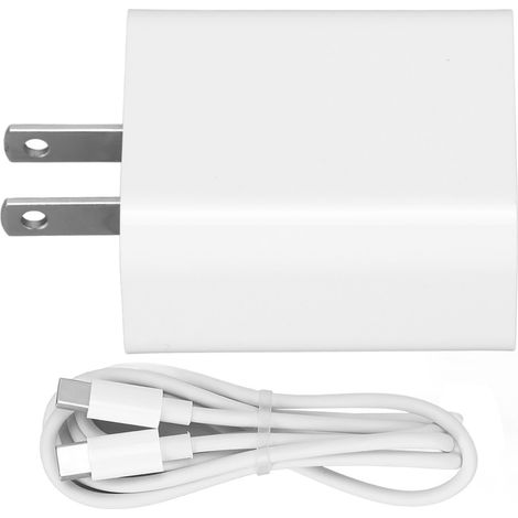 Adaptateur secteur double port QC3.0 18 W PD à charge rapide avec câble USB-C vers USB-C pour smartphone (prise 100-240 V). (1/5)