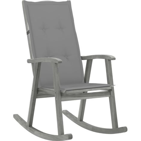 Chaise à bascule avec coussins Gris Bois d'acacia massif (1/5)