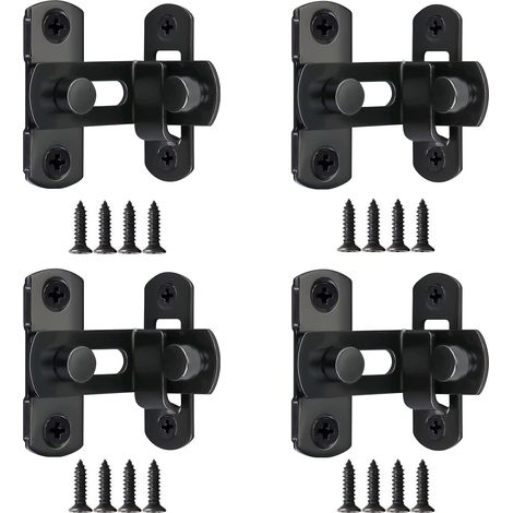 Stück 90°-Schiebetürriegel, 7,6 cm (3 Zoll) Schiebetürriegel, Türriegel aus Edelstahl, kleine doppelseitige Türriegel für Türen, Schränke und Fenster – Schwarz (1/4)