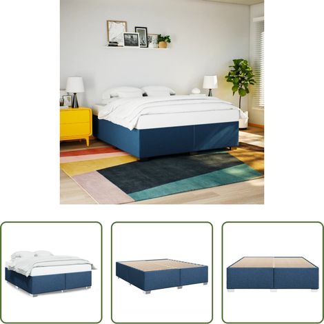 vidaXL Schlafzimmer - Bettgestell ohne Matratze Blau 200x200 cm Stoff (1/5)