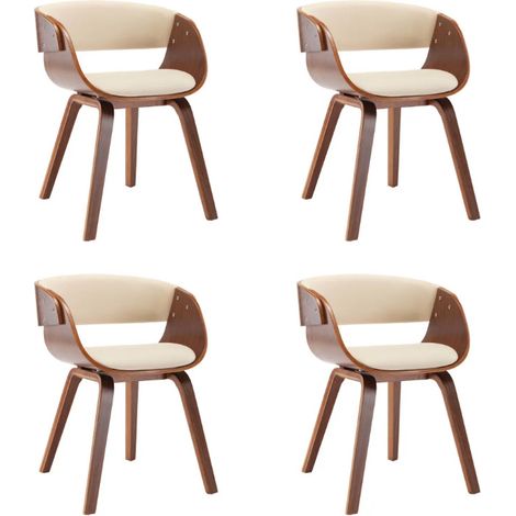 Chaise de salle à manger bois foncé et simili cuir beige Onetop - Lot de 4 (1/5)