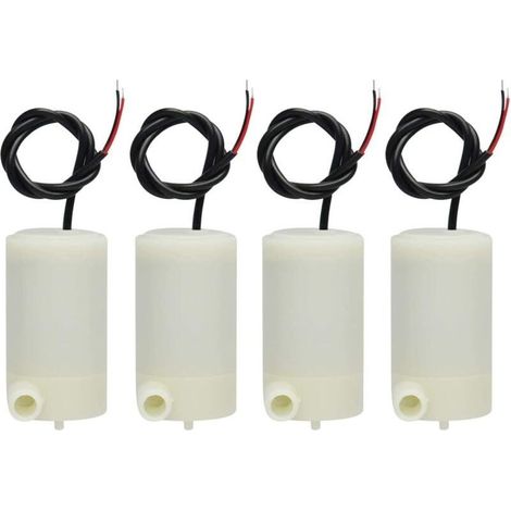 Ensemble de 4 mini micro pompes à eau submersibles 3 V - 5 V 1,2-1,6 l/min 0,3-0,7 m, pour fontaines d'aquarium (1/4)