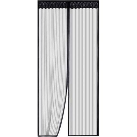 Moustiquaire de Porte Magnétique 90 x 210cm Fermeture Automatique Rideau Porte Anti Insectes Mouche Moustique avec Aimants Noir (1/4)