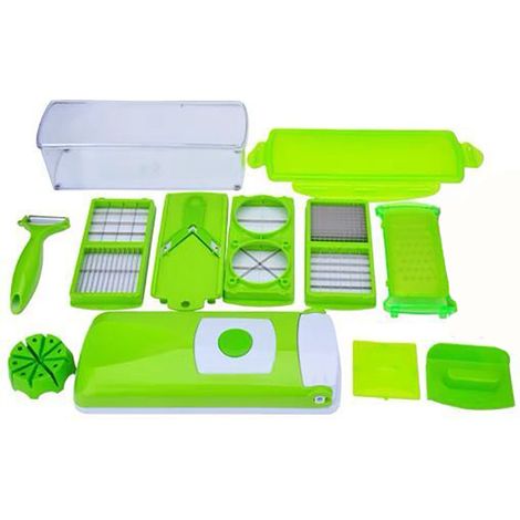 Lntyq 12 pcs Accessoires cuisine et cuisson,vert - coupe-légumes pour cubes, bâtonnets, tranches, lanières et quartiers - coupe-salade mandoline trancheuse à concombr