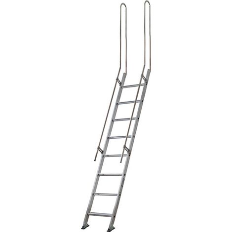 Scala in alluminio a gradini per soppalco - Gradini profondi 8.5cm - Altezza raggiungibile 2.74m - S15/13RV