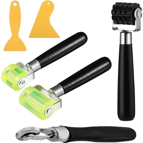 4 Pièces de Rouleau Presseur pour Papier Peint, Roller à Main en Caoutchouc avec 2 Racleurs, Rouleau Enduit de Lissage en Silicone, Rouleau de Pression pour Raccorder, Réparer, Appliquer une Pression (1/5)