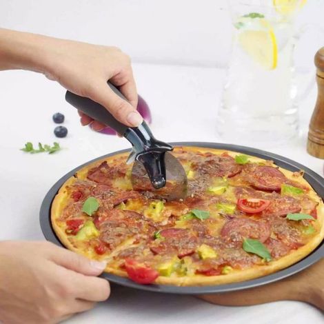 Lot 4 Plaques Pizza Perforées Antiadhésives Acier ∅32cm Anthracite (1/5)
