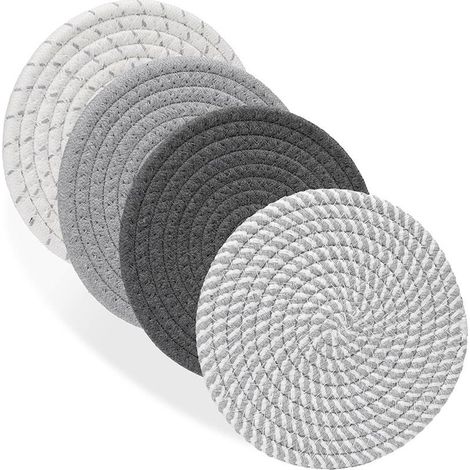 Ensemble de 4 pièces : support pour plaques à induction, support pour poignées de cuisine, protège-casseroles, dessous de plat résistant à la chaleur, gris. (1/5)