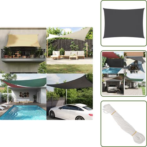 The Living Store Parasole a Vela Oxford Rettangolare 2,5x4 m Antracite - Tenda parasole