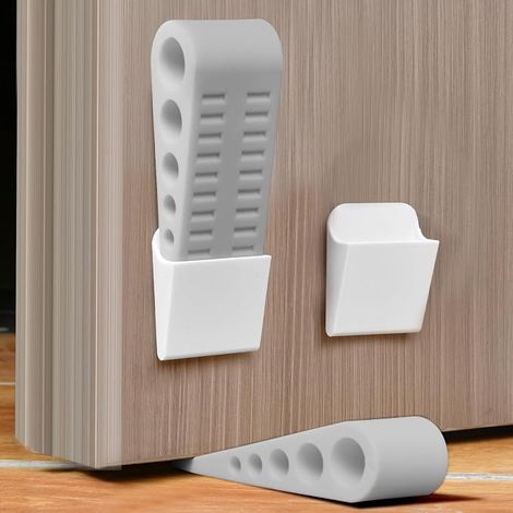 Arrêts de Porte pour le Sol, 2 Pièces Cale Porte Caoutchouc souple, Antidérapant stop porte, bloque porte résistante, Butée de Portesol pour Toutes les Surfaces, Hauteur réglable - gris (1/5)