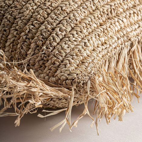 Coussin bohème beige à franges - beige naturel (1/2)