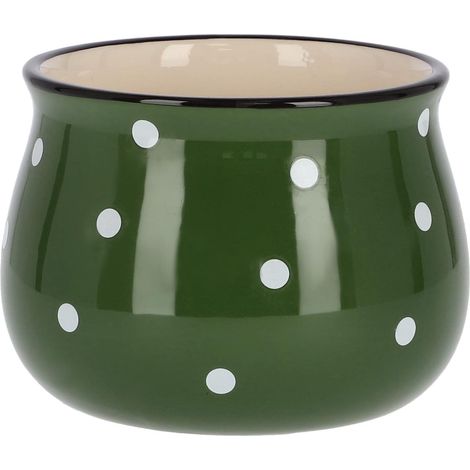 KOTARBAU Pot de fleurs en céramique ⌀ 110 mm Vert à pois blancs (1/5)